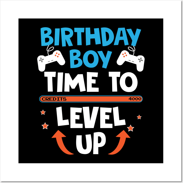 Time To Level Up Birthday Boy Video Game Design Wall Art by TeeShirt_Expressive